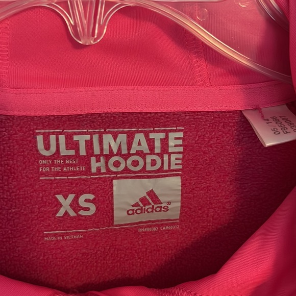 Adidas 3 Stripes Heather Pink Ultimate Hoodie - Picture 6 of 9